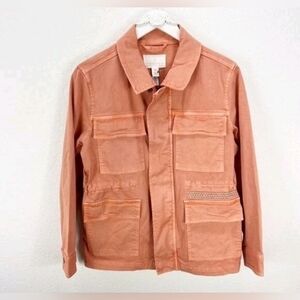 Caslon Women's Coral Anarak Zip Up Button Utility Jacket NWOT!